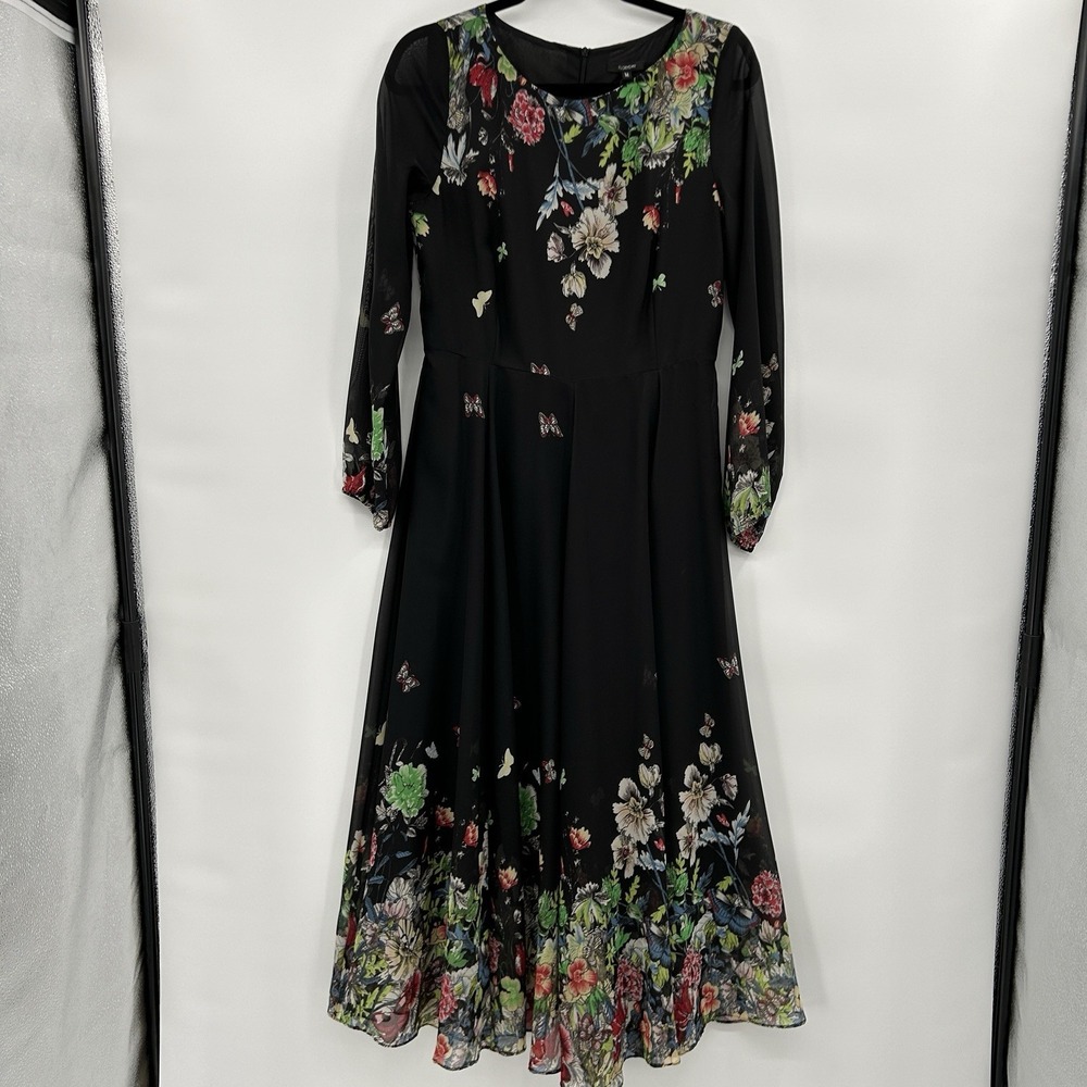 Floryday Womens Butterfly Sheer Sleeve Whimsigoth Midi Dress‎ Sz M Black Fairy
